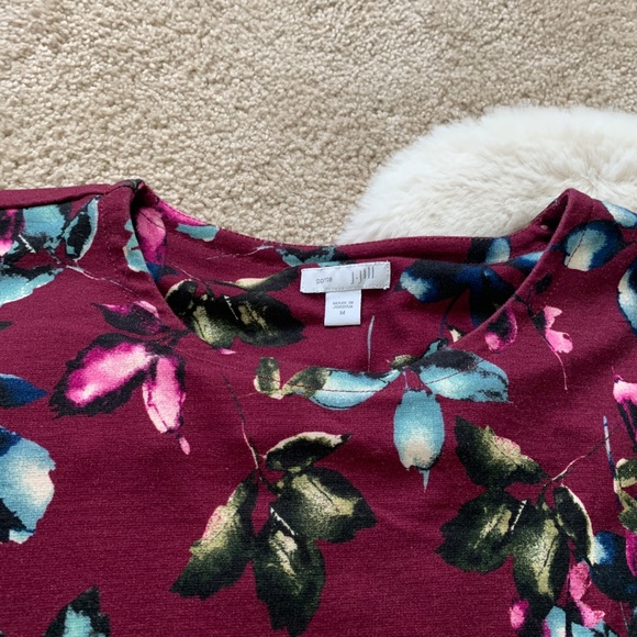 J. Jill Burgundy Leaf Ponte 3/4 Sleeve Dress- M - Picture 4 of 9